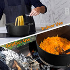 Cast Iron Dutch Oven Set 2-in-1 5.1QT Dutch Oven and 1.9QT Skillet Lid with Accessories Induction Oven Campfire Safe Holiday Cooking Kit for Soups Stews Baking Frying Camping BBQ