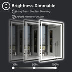 LED Bathroom Mirror with Anti-Fog, Dimmable 3-Color Lights & Stepless Brightness – Wall Mounted Vanity Mirror 24x36, 28x48, 32x40 Inch