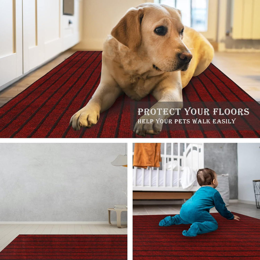 Runner Rug for Hallway Entryway Kitchen – Indoor Outdoor Non-Slip Rubber Backing, 200+ Custom Sizes, 8 Colors, Stain Resistant Low Pile Carpet Runner