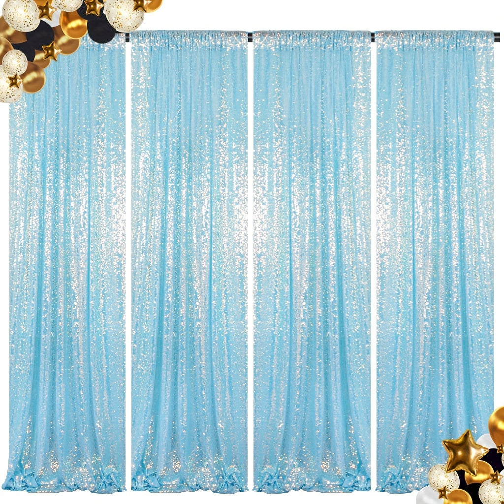 Sequin Curtains Backdrop 4 & 6 Panels 2x8FT - Shimmer Glitter Party Backdrop Curtain for Wedding Birthday Bachelorette Photo Booth, 25 Colors Reusable Event Decoration