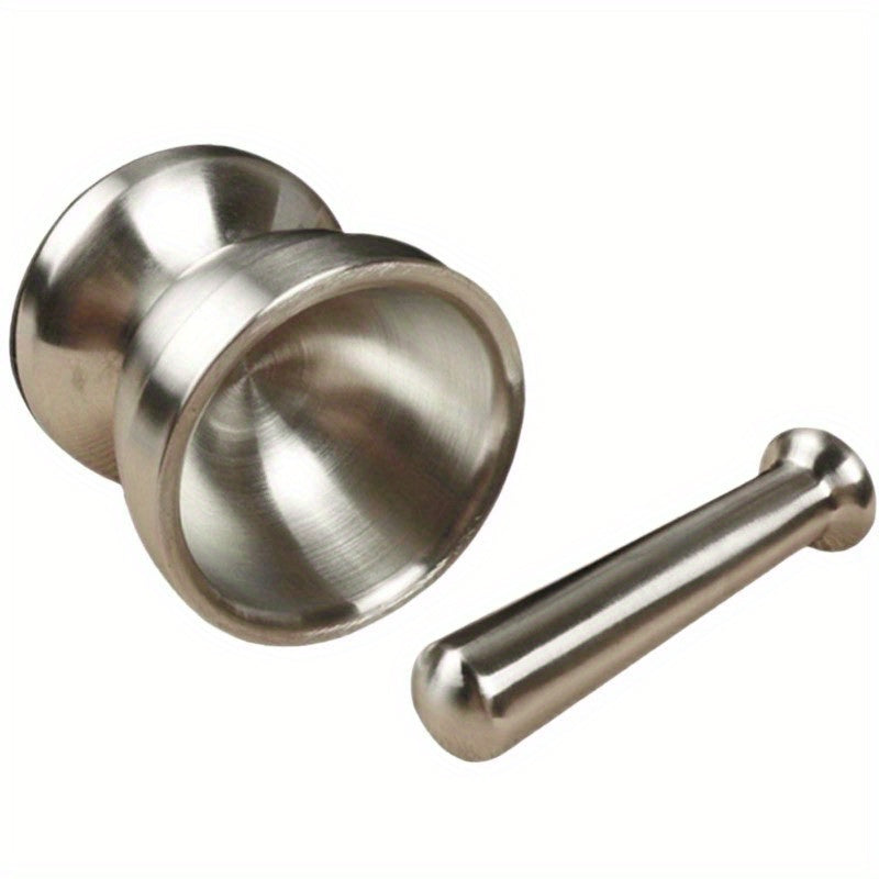 Stainless Steel Mortar and Pestle Set with Manual Spice Grinder - Heavy Duty 304 Stainless Pounding Pot for Grinding Herbs, Garlic, Pepper & Spices, Kitchen Cooking Tool