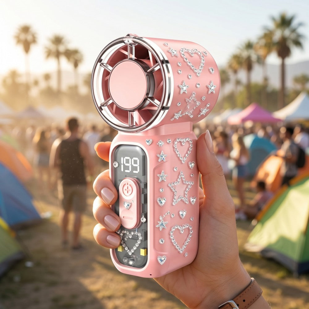 Handheld Mini Fan USB Rechargeable 199-Speed Portable Pocket Fan – Transparent High-Speed Personal Fan for Outdoor, Travel & Summer Cooling