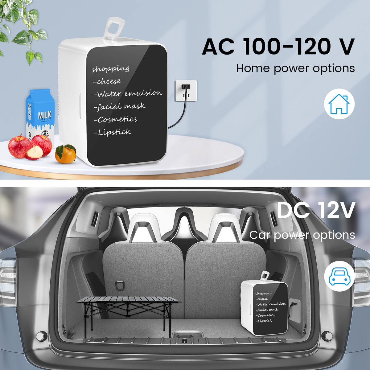 Portable Mini Fridge 15 Can 10 Liter Cooler with AC & DC Adapters – Compact Skincare & Beverage Refrigerator for Bedroom, Dorm, Office & Car – 1.06 or 2.64 Gal