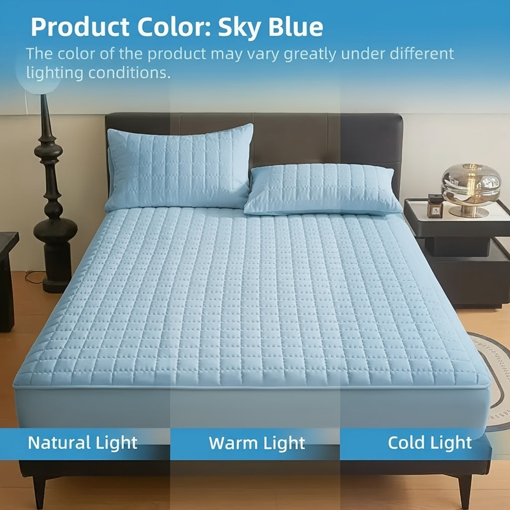 Mattress Protector Cover – Soft Breathable Cooling Fitted Sheet Style, Machine Washable, Twin Full Queen King, 7 Colors, Minimalist Bedding Essential