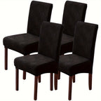 Stretch Jacquard Dining Chair Covers 4/6 Pack – Polar Fleece Slipcovers with Elastic Band, Removable Washable Chair Protector for Dining Room Kitchen Hotel Restaurant Home Decor