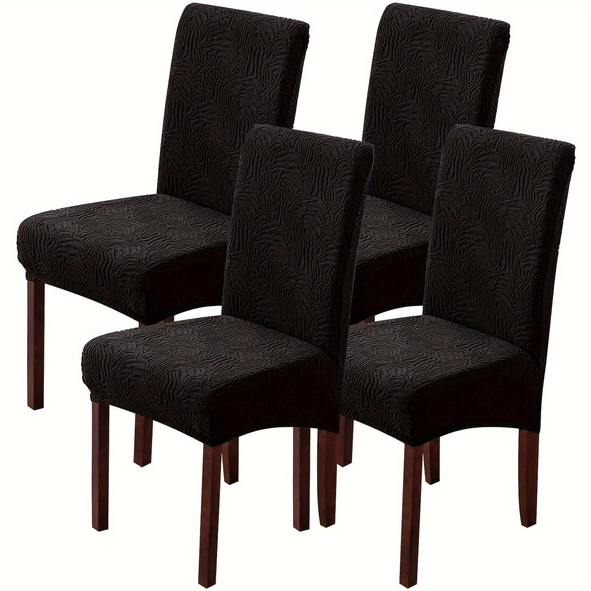 Stretch Jacquard Dining Chair Covers 4/6 Pack – Polar Fleece Slipcovers with Elastic Band, Removable Washable Chair Protector for Dining Room Kitchen Hotel Restaurant Home Decor