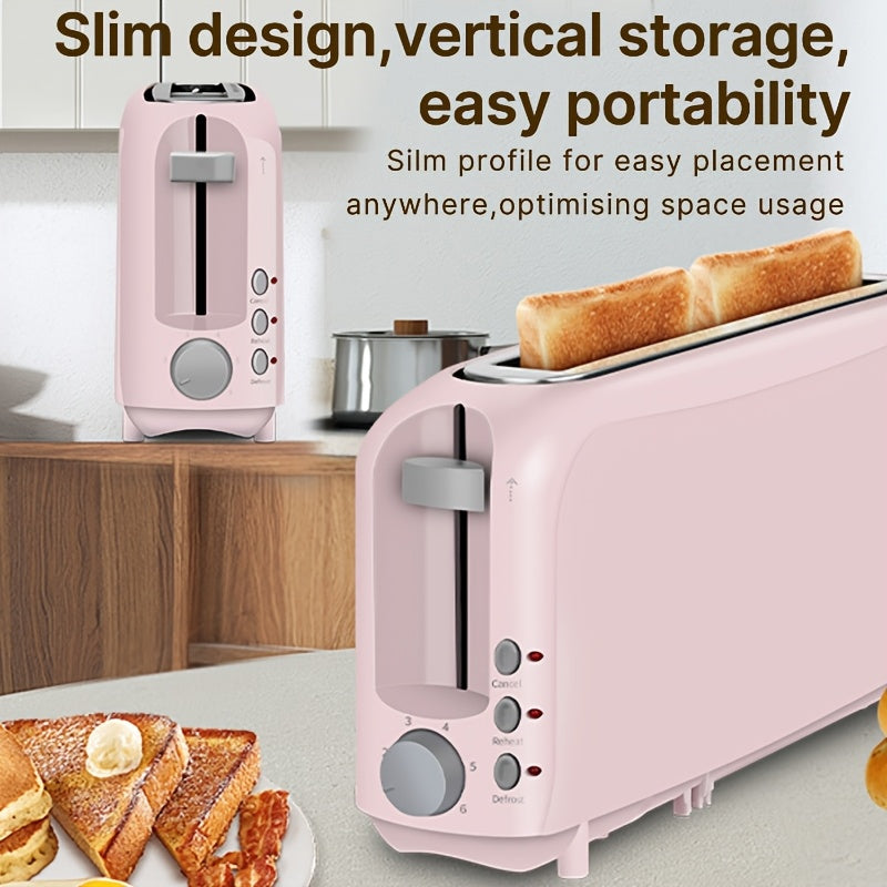 2-Slice Slim Toaster – 6 Shade Settings, Cancel Reheat & Defrost, 10" Long Slot, Auto Shut-Off, Removable Crumb Tray | 5 Colors