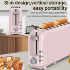 2-Slice Slim Toaster – 6 Shade Settings, Cancel Reheat & Defrost, 10" Long Slot, Auto Shut-Off, Removable Crumb Tray | 5 Colors