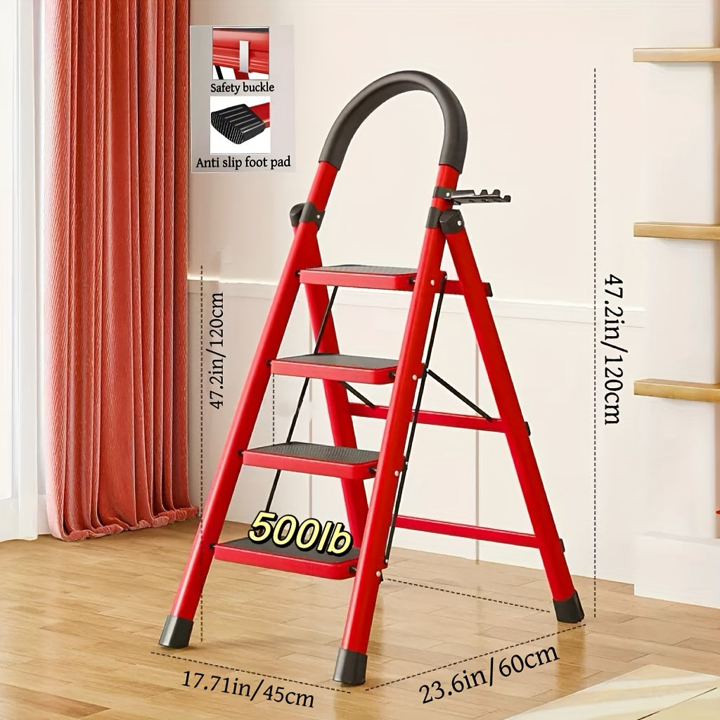 Heavy-Duty Folding Step Ladder 2 3 4 5 Step 500 Lbs Capacity Non-Slip Lightweight Portable Plastic Stepladder for Home and Industrial Use