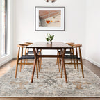 Vintage Retro Chenille Area Rug Machine Washable Non-Slip Lightweight Living Room Bedroom Dining Office – Light Taupe Brown Multiple Sizes