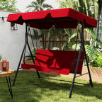 Outdoor Patio Swing Glider with Canopy & Heavy Duty Stand, Adjustable Bracket, Rust-Proof Powder Coated Frame, Sun Shade Polyester Canopy, Adult Porch Swing for Garden, Lawn and Backyard