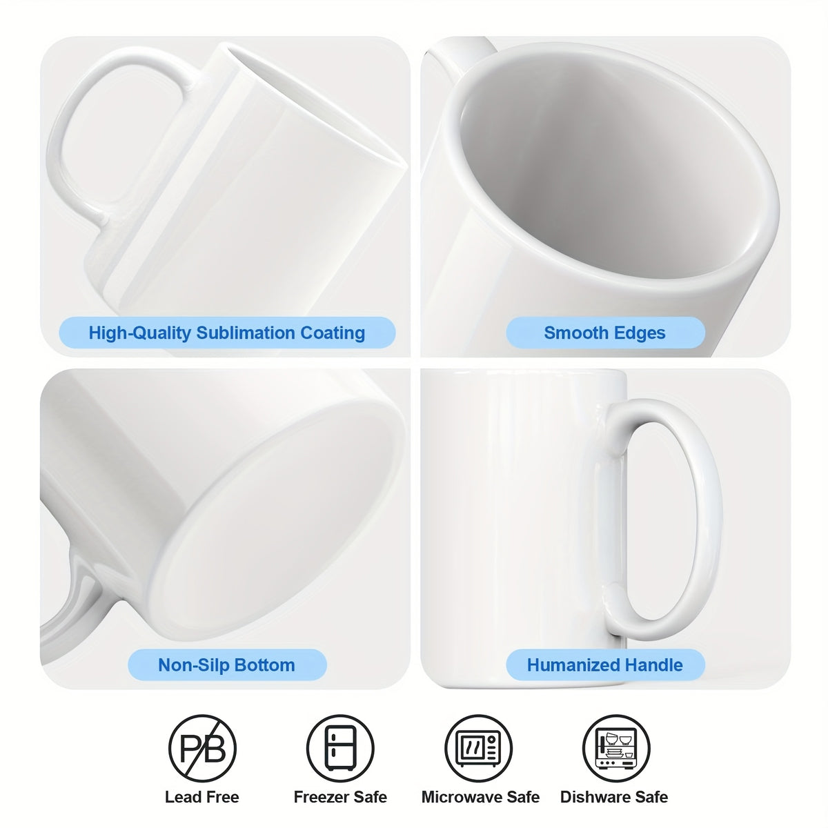 11oz Sublimation Blank Coffee Mugs 12 Pack - White Ceramic DIY Custom Print Mugs for Tea Coffee Juice Gift Corporate Events | Nuvia Haven