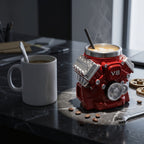 V8 V12 Engine Coffee Mug - Novelty Car Themed Travel Mug for Coffee Lovers Mechanics Men, Hot & Cold, Unique Gift for Boyfriend Father's Day