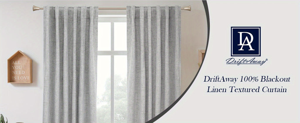 Linen Blackout Curtains 2 Panels – 100% Light Blocking Farmhouse Thermal Insulated Drapes, Rod Pocket Back Tab Ring Clips, Machine Washable, Living Room Bedroom, 9 Colors Multiple Sizes
