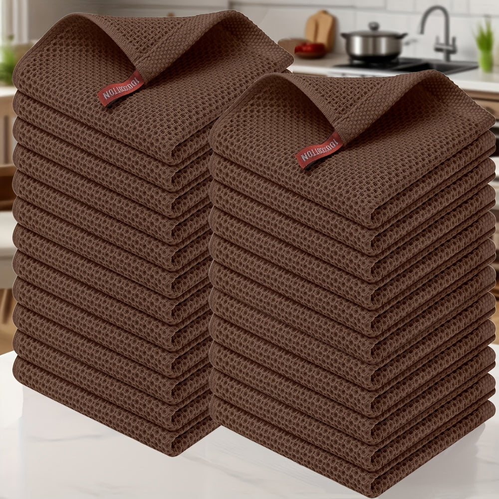 23-Piece Cotton Waffle Weave Kitchen Dish Cloths Set Absorbent Quick-Dry Dish Towels 12x12 Inch Multi-Color Options