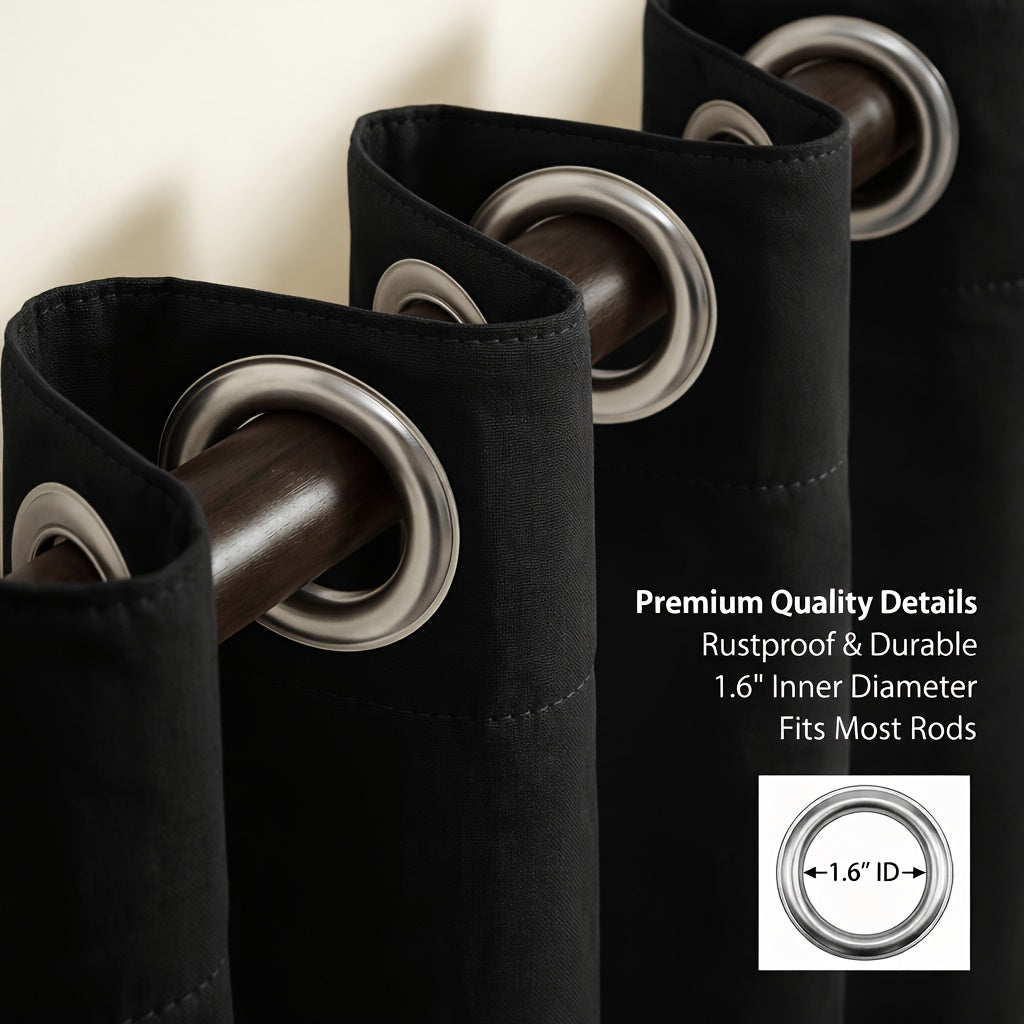 4-Panel Blackout Curtains Set Heat Insulating Noise Reducing Privacy Drapes for Bedroom Living Room Balcony – 6 Sizes 4 Colors