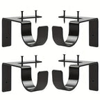No-Drill Black Curtain Rod Brackets – Heavy Duty Screwless Steel Holders, Adjustable, Holds 20 lbs | Set of 4, 8, or 12 | Nuvia Haven