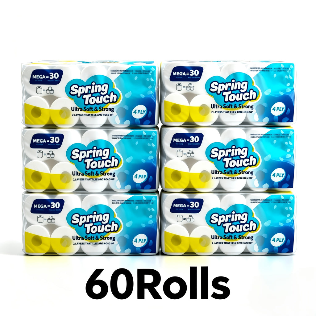 Ultra Soft Toilet Paper 4-Ply Thick Undyed Tissue Rolls, No Lint No Crumbs, Premium Bathroom Tissue for Home Hotel Office, Available in 1, 2 & 6 Roll Packs