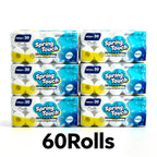 Ultra Soft Toilet Paper 4-Ply Thick Undyed Tissue Rolls, No Lint No Crumbs, Premium Bathroom Tissue for Home Hotel Office, Available in 1, 2 & 6 Roll Packs