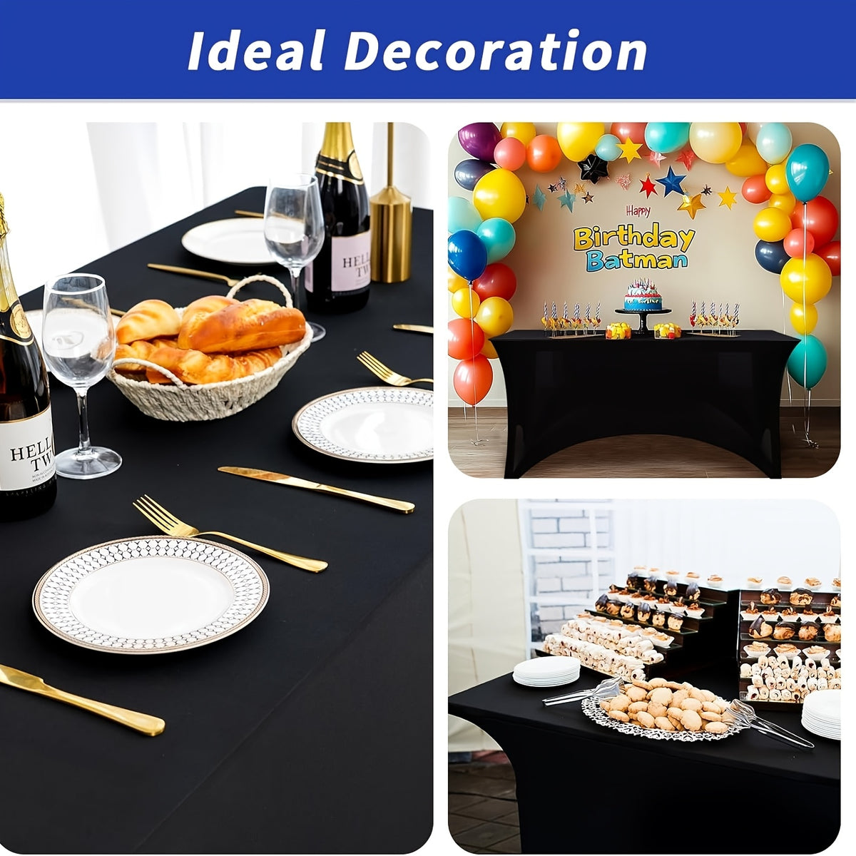 Spandex Fitted 6FT Tablecloth for Rectangular Tables – Wrinkle-Resistant Elastic Table Cover for Parties, Weddings, Trade Shows & Events – 2/4/8/12-Pack in Black, White & Light Yellow