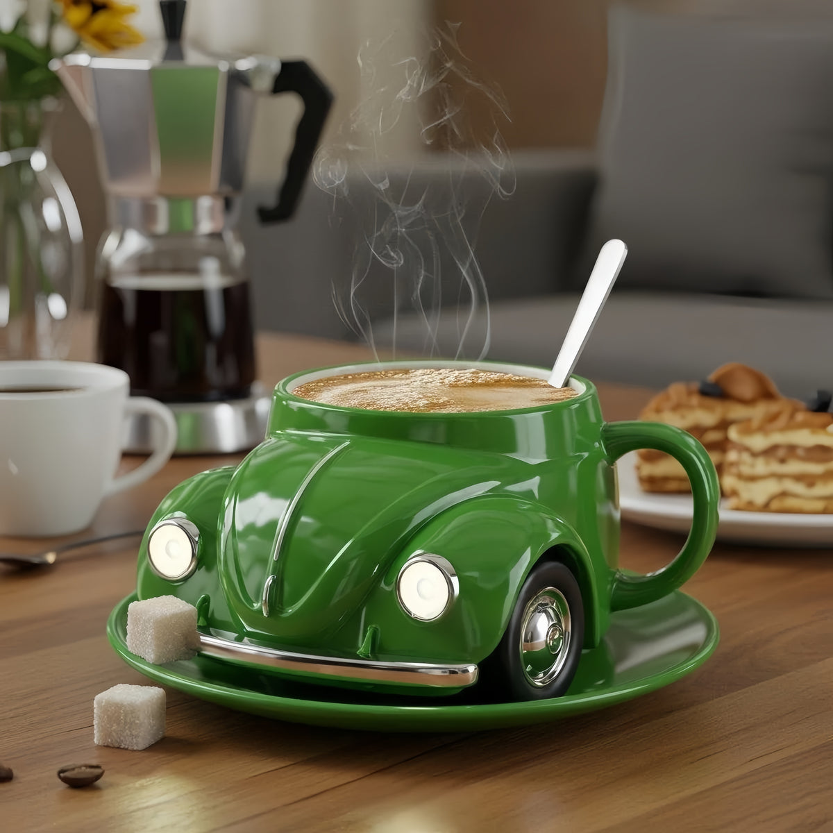 Vintage Car Shaped Resin Mug Ornament, Retro Classic Auto Coffee Cup Sculpture for Desktop, Office & Car Dashboard Decor, Unique Collectible Gift for Car Enthusiasts in 8 Colors