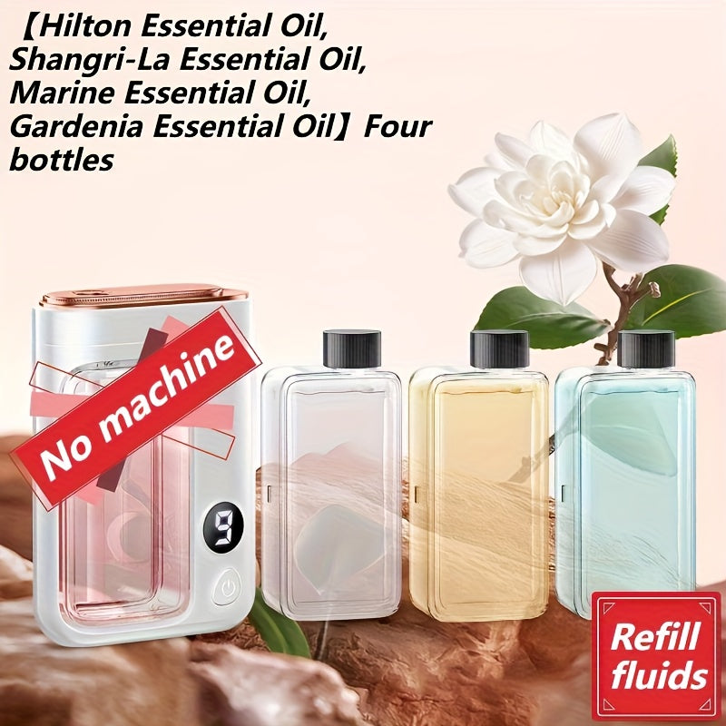 Essential Oil Refill 4-Pack for Aroma Diffusers – Classic Scents Hilton, Gardenia, Shangri-La & True Self | Alcohol-Free Large Capacity Formula | Compatible with All Diffusers for Car & Home Use