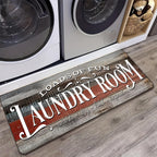Laundry Room Mat Non-Slip Runner Rug Machine Washable Text Design – Anti-Skid Comfort Standing Mat for Laundry, Kitchen, Bathroom & Porch | Multiple Sizes