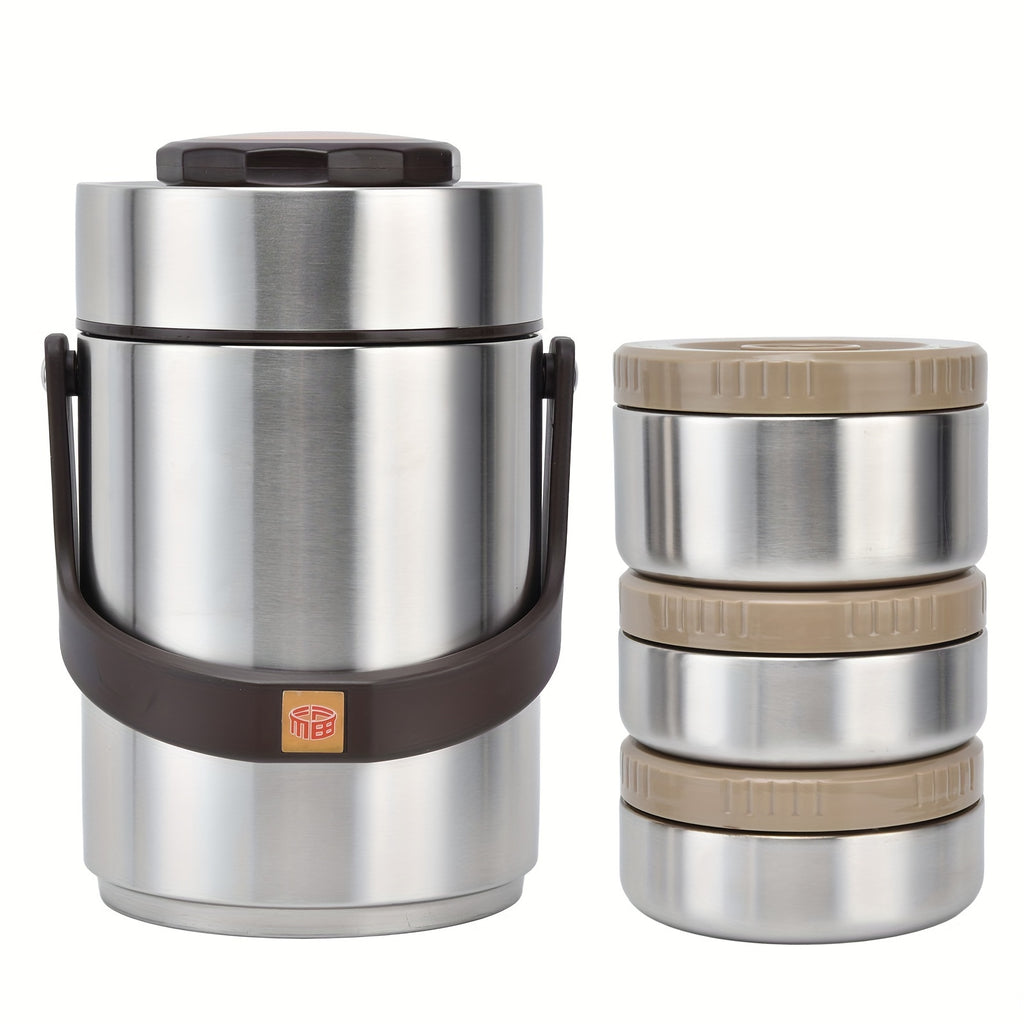 Insulated Lunch Box 3-Layer 304 Stainless Steel Vacuum Thermos Food Jar - 67oz Large Capacity Leakproof Bento Box Keeps Warm 6 Hours, Wide Mouth, for Office Work Travel Picnic Outdoor Meals