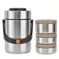 Insulated Lunch Box 3-Layer 304 Stainless Steel Vacuum Thermos Food Jar - 67oz Large Capacity Leakproof Bento Box Keeps Warm 6 Hours, Wide Mouth, for Office Work Travel Picnic Outdoor Meals
