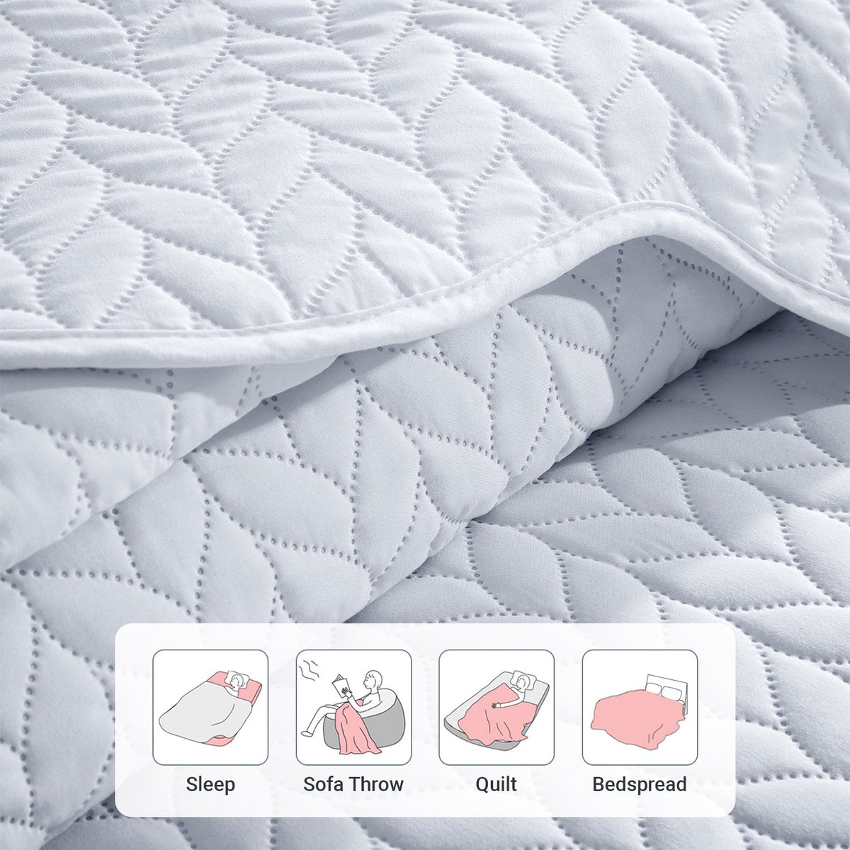 Microfiber Quilt Bedspread Set All Season Lightweight – Soft Breathable Quilted Coverlet Twin Full Queen King 16 Colors Machine Washable