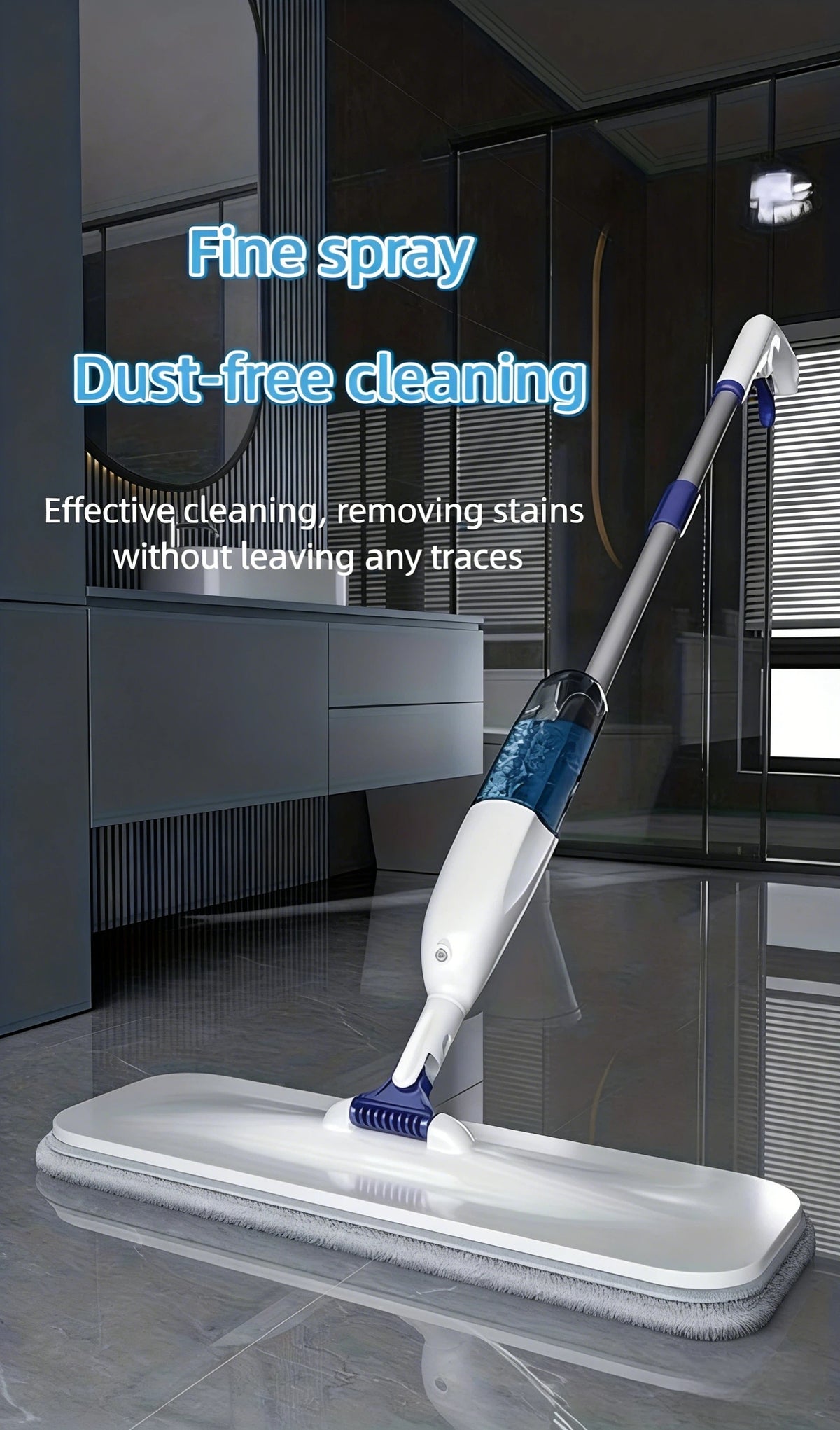 Spray Mop for Floor Cleaning with 5 Replaceable Pads & Reusable Bottle 360-Degree Flexible Dry Wet Mop Long Handle for Hardwood Tile Bedroom Kitchen Bathroom Living Room