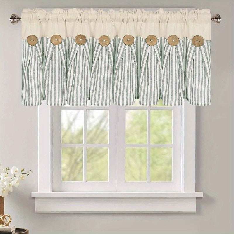 Bohemian Semi-Sheer Linen Cotton Curtains Grommet Top – Patchwork Country Cottage Window Drapes, 1 or 2 Panels, All Season, Bedroom Living Room Kitchen Bathroom Cafe Decor | Blue Green Dark Blue