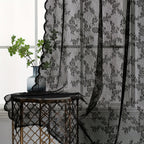 Boho Floral Lace Curtain Panels Set of 2 – Semi-Sheer Light Filtering, Rod Pocket, Pastoral Vintage Style for Bedroom Living Room Kitchen, 6 Sizes 4 Colors