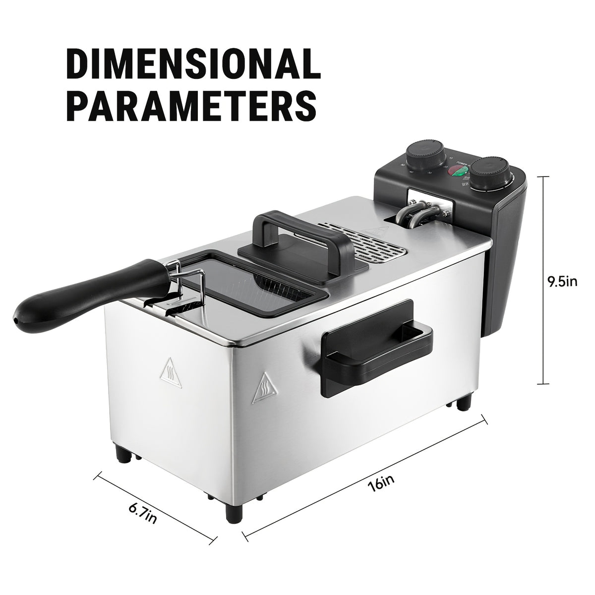 1700W Large Electric Deep Fryer with Time & Temperature Control Stainless Steel View Window Lid Frying Basket 101oz & 1.32 Gallon