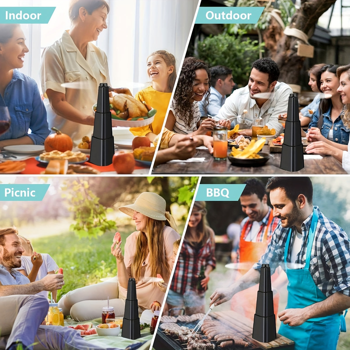 Fly Repellent Fan for Tables 6-Pack – Holographic Blade Food Fan to Keep Flies Away, Battery Powered, Indoor Outdoor, Party BBQ Picnic Home Travel