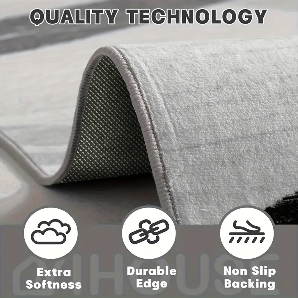 Floral Patterned Outdoor & Indoor Rectangular Rug - Non-Slip Machine Washable Soft Area Rug for Living Room Bedroom Garden Camping Picnic, Home Decor
