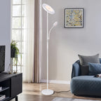 LED Torchiere Floor Lamp 27W+7W Dual Light with Reading Arm, 4 Color Temperatures, Dimmable, Remote & Touch Control – Home & Office Standing Lamp | Nuvia Haven
