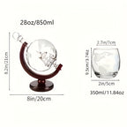 Whiskey Decanter Set with Glasses and Wooden Stand Globe Decanter Ball or Sailboat Design Gift for Whiskey Lovers Birthdays Weddings Anniversaries