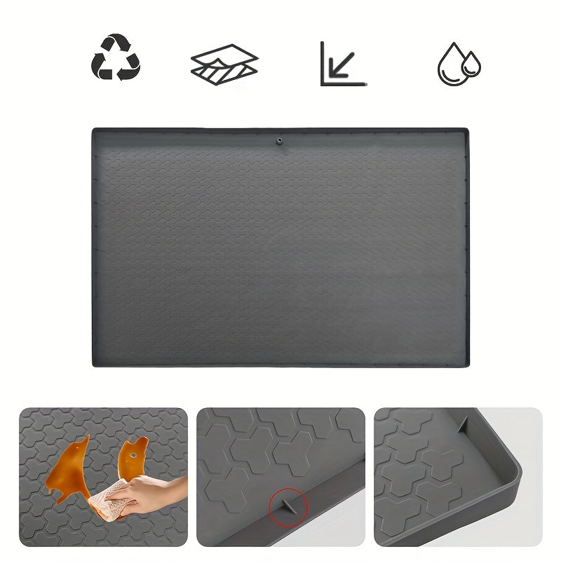 Under Sink Mat Waterproof 34x22 Inch - Silicone Cabinet Liner Drip Tray for Kitchen & Bathroom, Shelf Protector Organizer for Under Sink Storage, Large & Gray Options