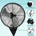 Industrial Wall-Mount Oscillating Fan – 7000 CFM High Velocity, 3-Speed, 120° Auto-Swing, Ultra-Quiet <55dB, for Home, Garage & Warehouse | 20” / 24” / 30”