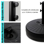 Heavy Duty Patio Umbrella Base Stand 20in Round 50LBS Water Sand Fillable Steel Holder for Outdoor Market Lawn Garden Black