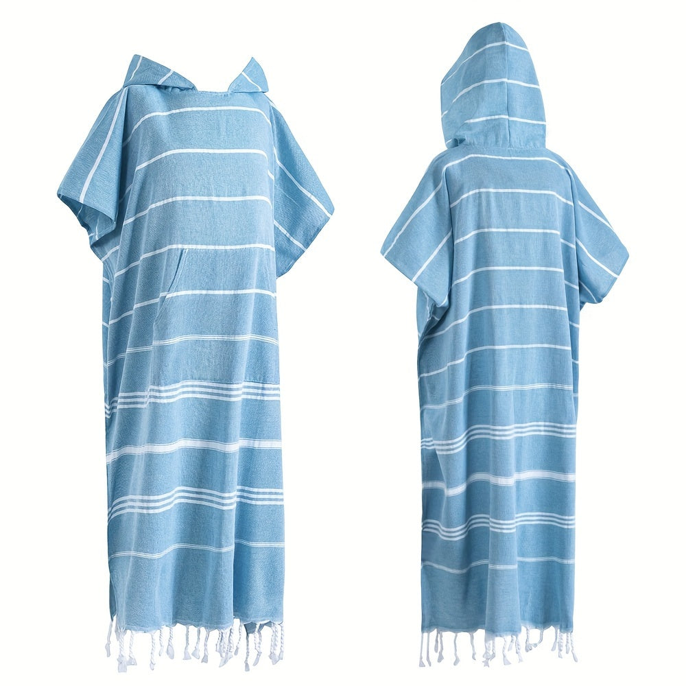 Hooded Surf Poncho Wearable Beach Towel Quick Dry Cotton Changing Robe Sandproof Lightweight for Swimming Diving Surfing Beach Bathing S L Multi Colors
