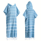 Hooded Surf Poncho Wearable Beach Towel Quick Dry Cotton Changing Robe Sandproof Lightweight for Swimming Diving Surfing Beach Bathing S L Multi Colors