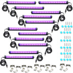 Black Light Bar 10W 1ft LED UV Blacklight Strip Lights – Magnetic Mount for Glow Party, Tapestry, Poster, Body Paint, Cabinet & Display – 2 to 14 Pack