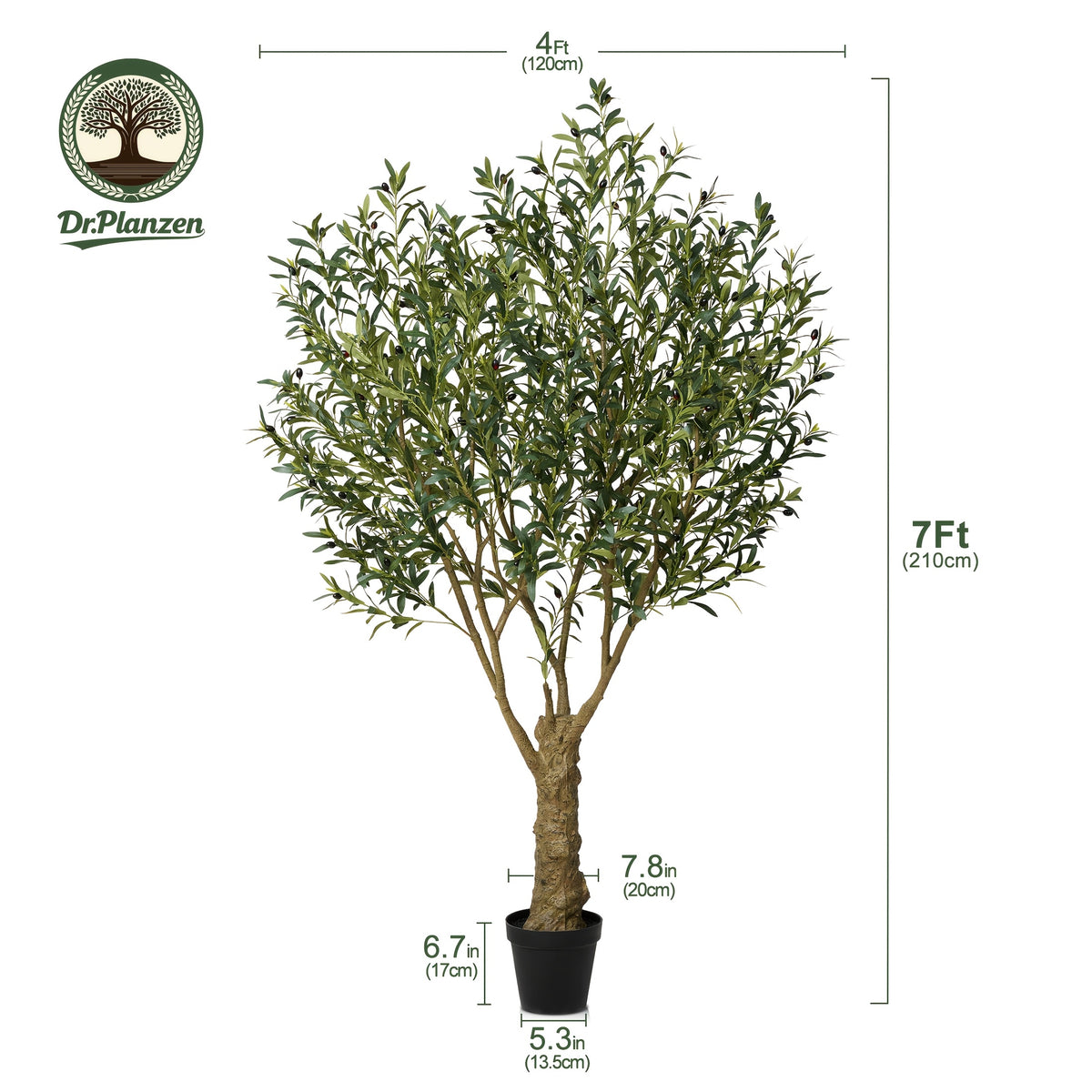 Artificial Olive Tree with Black Planter 5 6 7 8ft UV Resistant Faux Olive Plant Silk Leaves Mediterranean Indoor Outdoor Decor Living Room Office Bedroom Gift