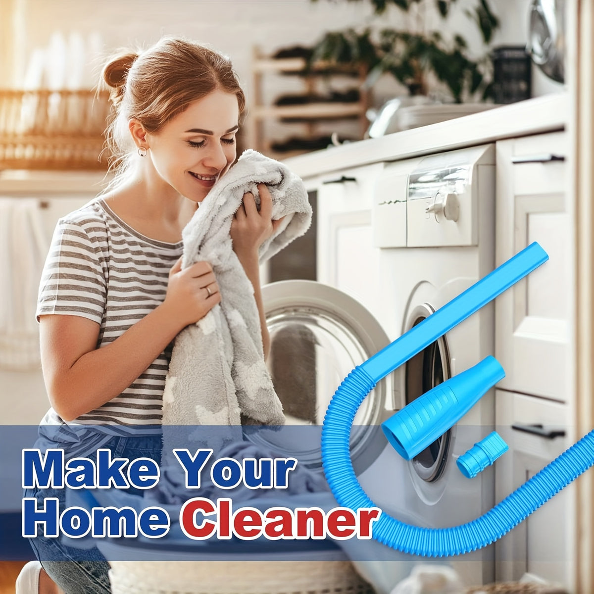 Dryer Vent Cleaning Kit with Flexible Vacuum Hose & Lint Brush Set – Fits Most Vacuums, Removes Lint Buildup Fast, Essential Home Laundry Maintenance Tool for Fire Safety