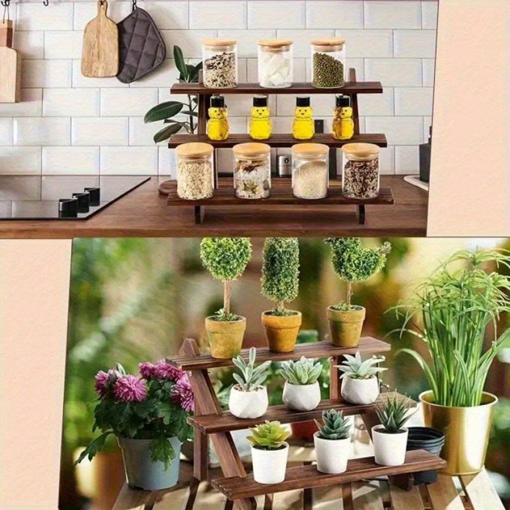 3/4/5-Tier Wooden Display Stand – Vintage Rustic Multi-Purpose Vertical Shelf for Home, Store, Bakery & Events | Jewelry, Dessert & Cupcake Display Rack
