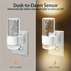 LED Night Lights Plug into Wall, 2 Pack 3000K Dimmable – Auto Dusk-to-Dawn Light Sensor, Adjustable Brightness, Modern Wall Mount for Hallway, Bedroom, Bathroom & Nursery – White & Black