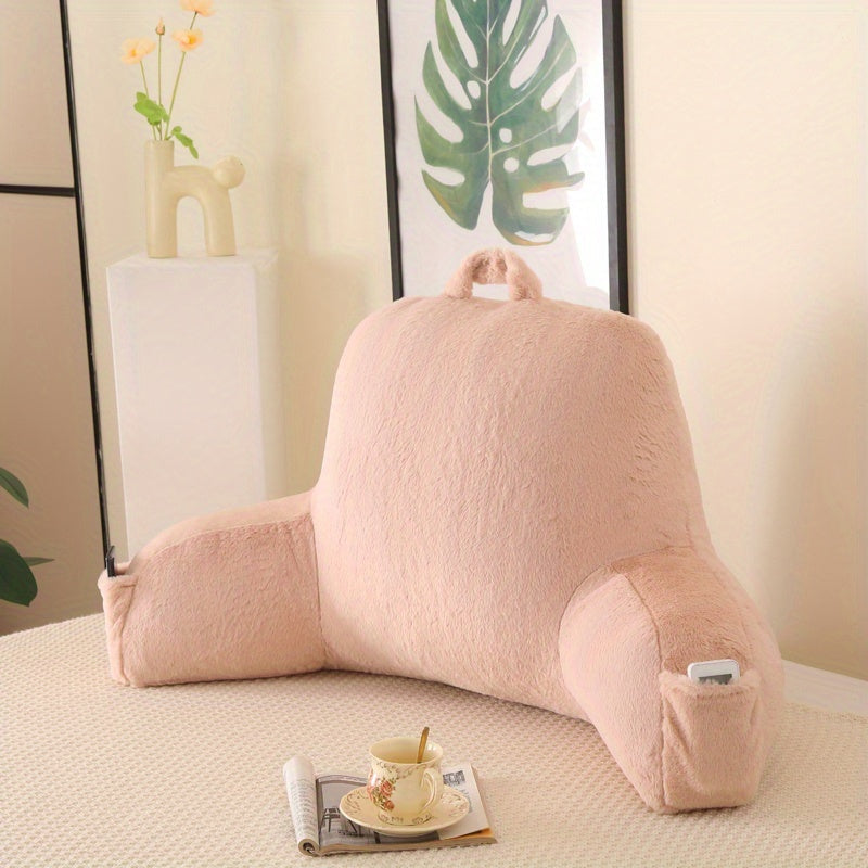 Shredded Memory Foam Reading Pillow with Arms & Pockets – Backrest Pillow for Bed & Couch Sitting Up, Removable Washable Cover, Multiple Colors & Sizes