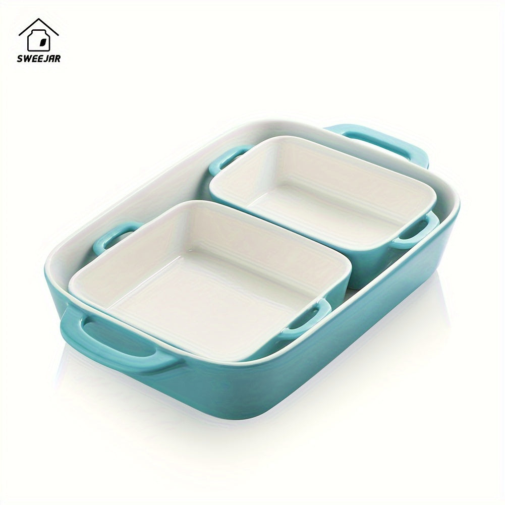 Porcelain Rectangular Baking Dish 12.8 x 8.9 Inch Ceramic Bakeware for Cakes Dinners Casseroles & Banquets - Oven Safe Roasting Pan